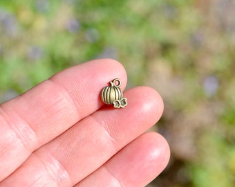 BULK 50 Pumpkin Bronze Tone Double Sided Charms BC5104