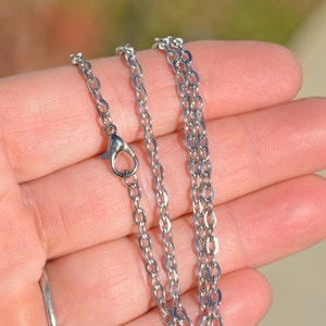 1 Silver Tone  17&quot;  Necklace Cable Chain with Lobster Clasp C1060