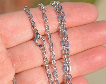 12 Silver Tone 17" Necklace Cable Chain with Lobster Clasp C924