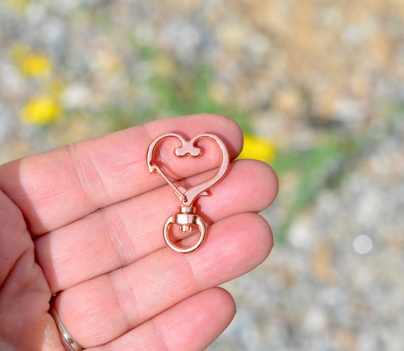 5 Heart Key Ring Rose Gold Tone Swivel Clasps F695 
