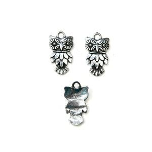 10 Owl Silver Tone Charms SC1390 image 4