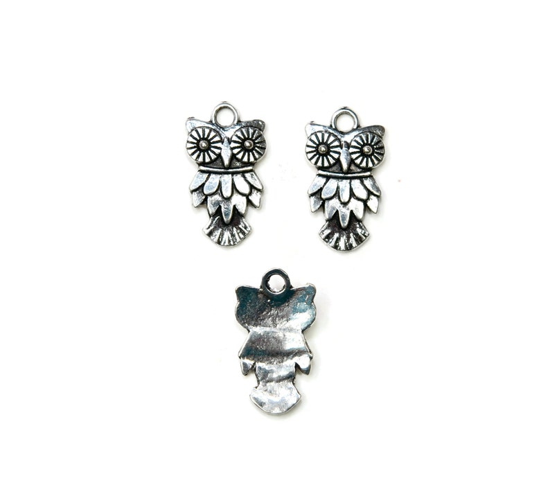 10 Owl Silver Tone Charms SC1390 image 4