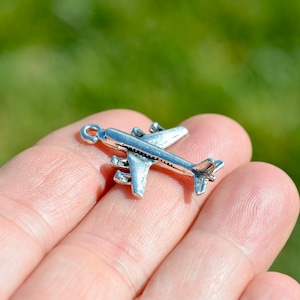 1  Airplane 3D Silver Tone Charm SC5440