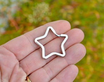 1 Stainless Steel Star Shape Split Key Ring  F319