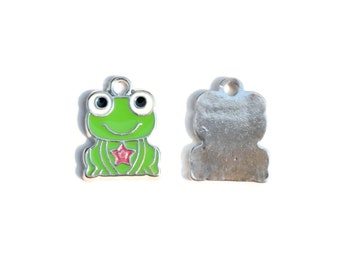 1 Frog Green Enamel Charm SC2237 - Etsy