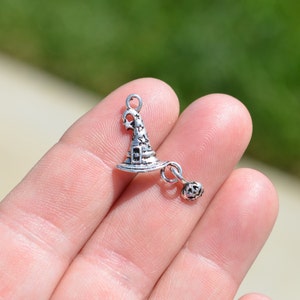 1  Witch Hat with a Pumpkin Silver Tone Charm SC3744
