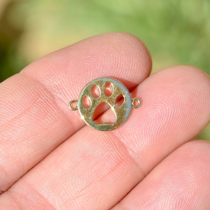 BULK 20   Dog Paw Gold Tone Connector Charms GC6535