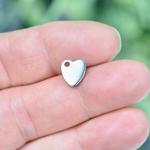 Personalized Stainless Steel Tiny Heart Charm, Laser Engraved, Choose Your Font EB30E image 3