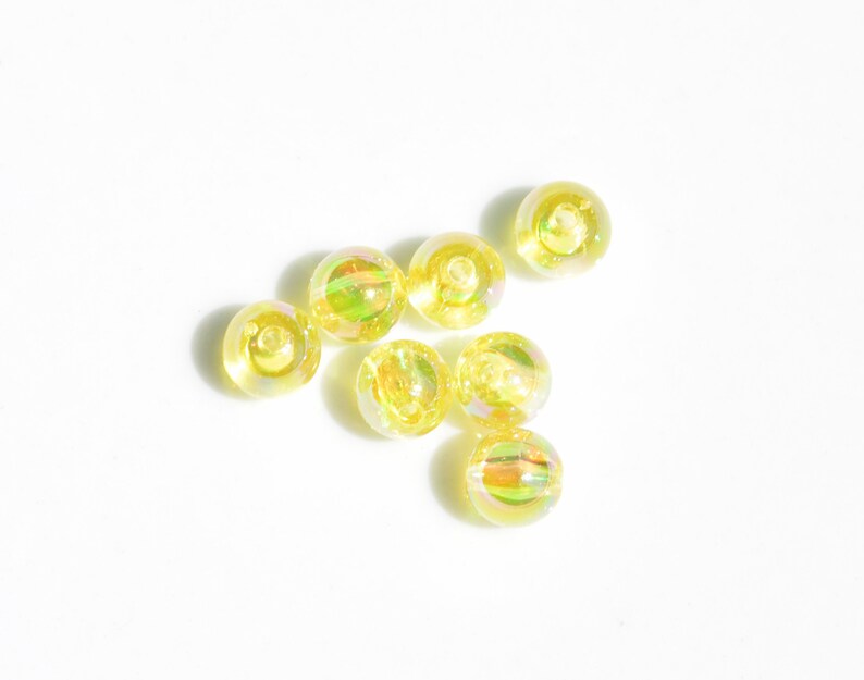 BULK 100 Yellow AB Acrylic Round 8mm Beads BD1078