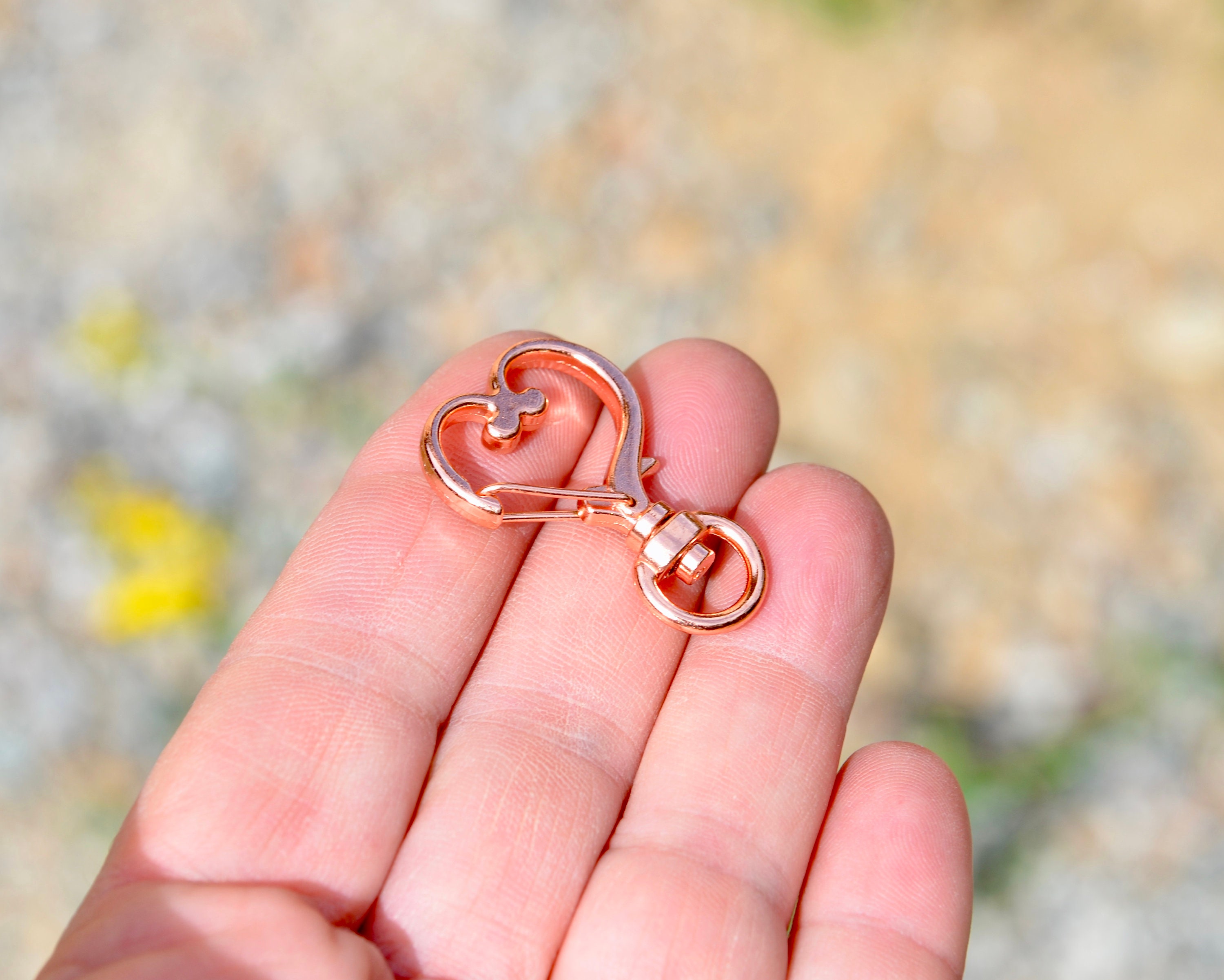 5 Heart Key Ring Rose Gold Tone Swivel Clasps F695 - Etsy