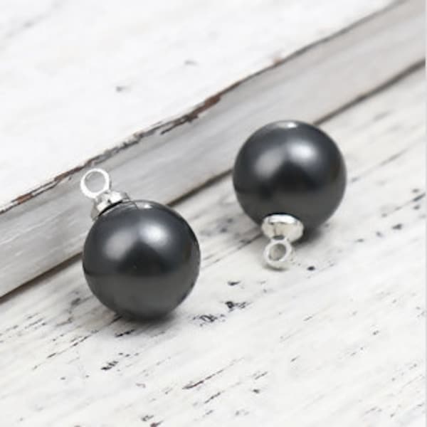 1 Black Pearl Drop with Silver  Tone Bail SC3134