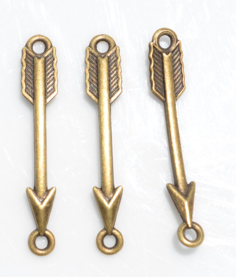 BULK 50 Arrow Bronze Tone Connector Charms BC2592