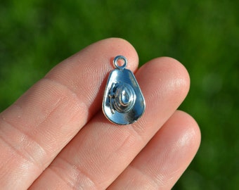5 Cowboy Hat 3D Silver Tone Charms SC4125