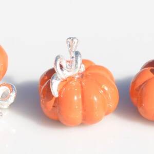 May include: Three small orange pumpkin charms with silver stems and leaves. The charms are perfect for adding a touch of fall to jewelry or crafts.