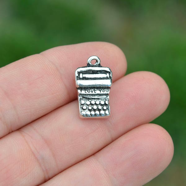 BULK 20 I Love You Typewriter Silver Tone Charms SC5310