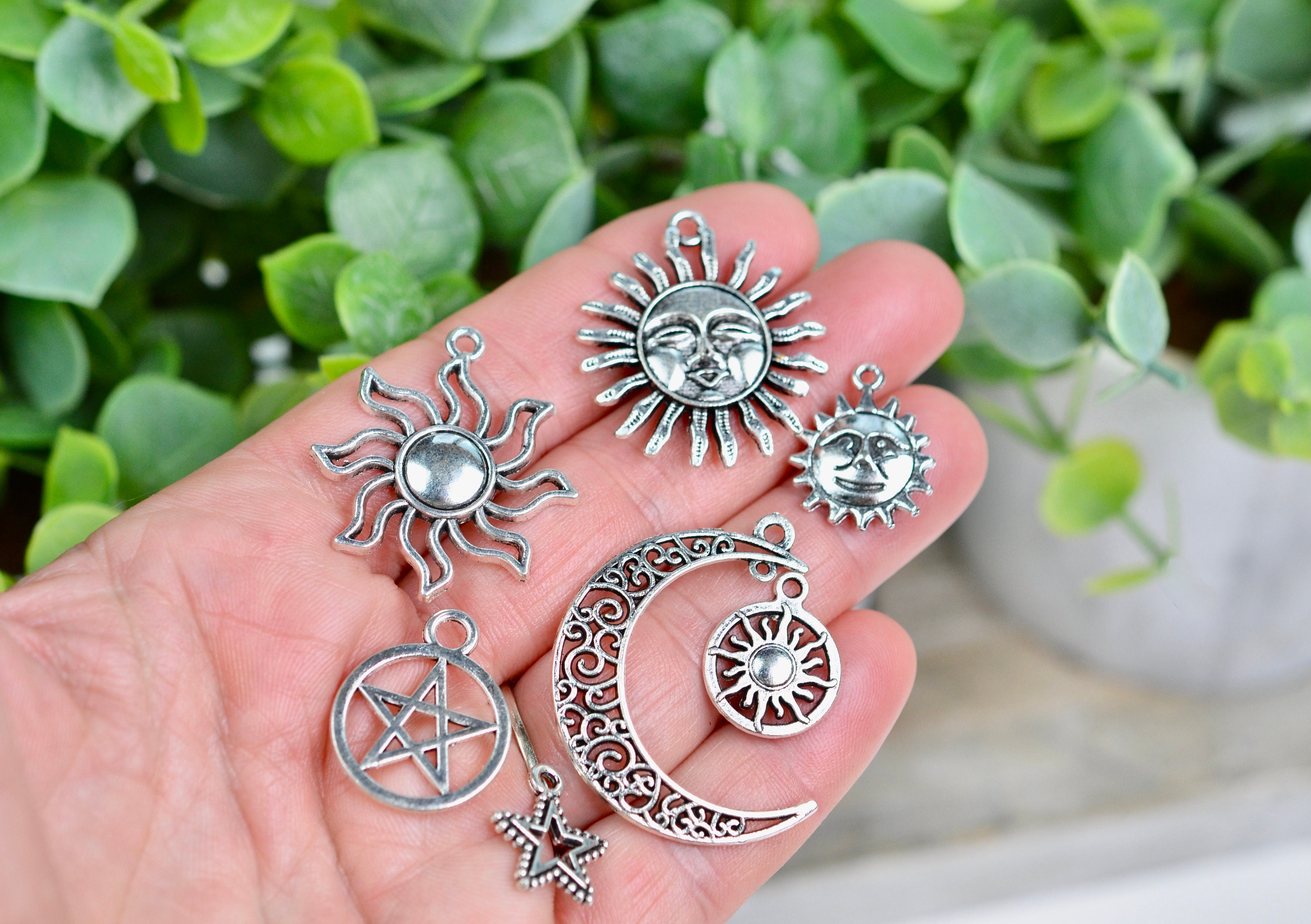 BULK 20 at Random Celestial Sun Moon and Star Silver Tone