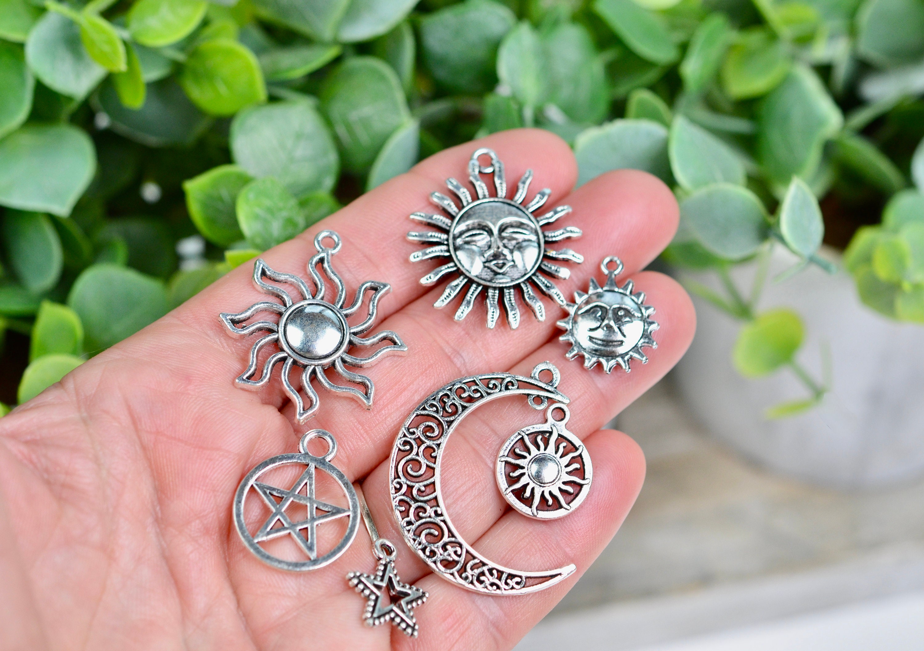 JIALEEY Celestial Mixed Sun Moon Star Charms, Wholesale Bulk Lots