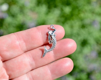 BULK 20 Mermaid Silver Tone Charms SC2725