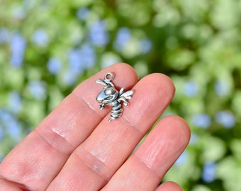 10  Bee, Insect Silver Tone Charms SC5944