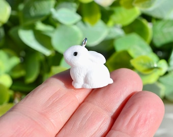 5 Bunny Rabbit White Plastic Charms SC5205 - Etsy