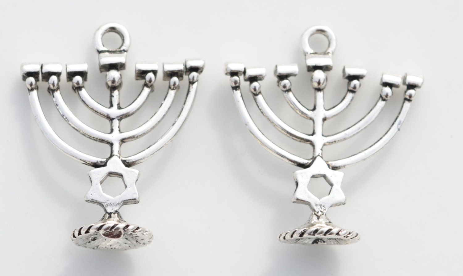 5 Menorah Silver Tone Charms SC5505 Etsy