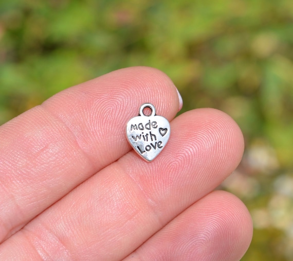 1 Heart  "Made with Love"  Silver Tone Charm SC6402
