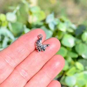 BULK 20  Baby Buggy 3D Silver Tone Charms SC5838