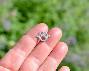 5   Dog Paw Silver  Tone Connector Charms SC5606