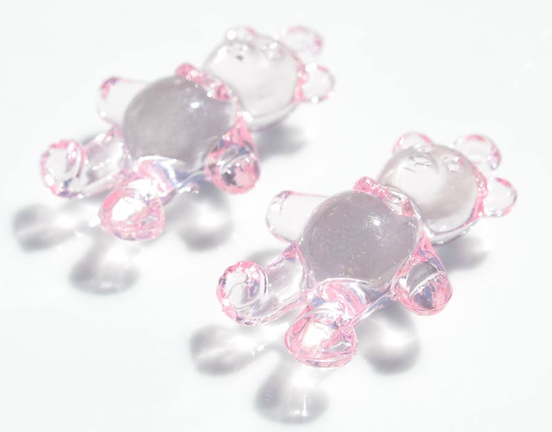 1 Pink Acrylic Teddy Bear Charm SC5216