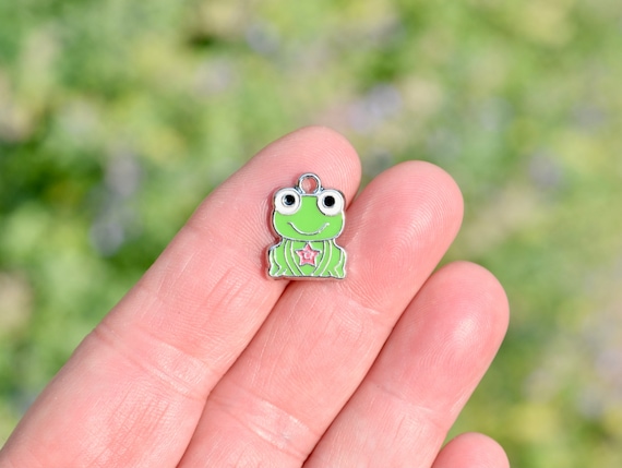 1 Frog Green Enamel Charm SC2237 - Etsy