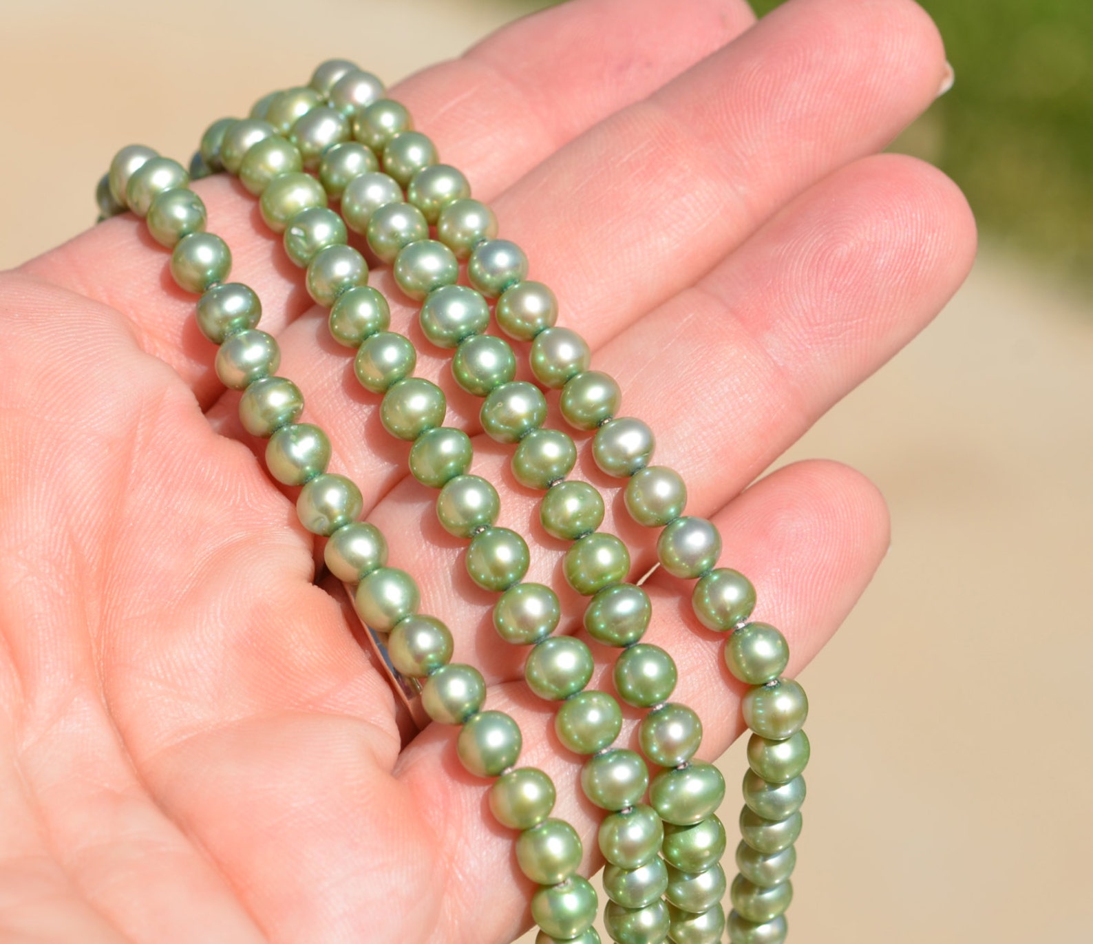 1 Strand Cultured Freshwater Pearls Light Green BD762 Etsy