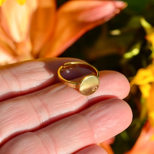 5  Stainless Steel Open Adjustable Glue On Ring Gold Plated Blanks F593
