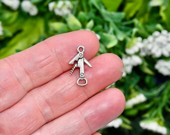 1  Cork Screw Bottle Opener Silver Tone Charm SC1691