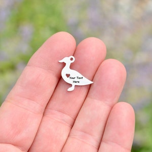 Personalized Stainless Steel  Duck Custom Laser Engraved Charm SC4258E