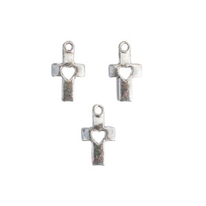 BULK 50 Cross with Heart Silver Tone Charms SC1706 image 5