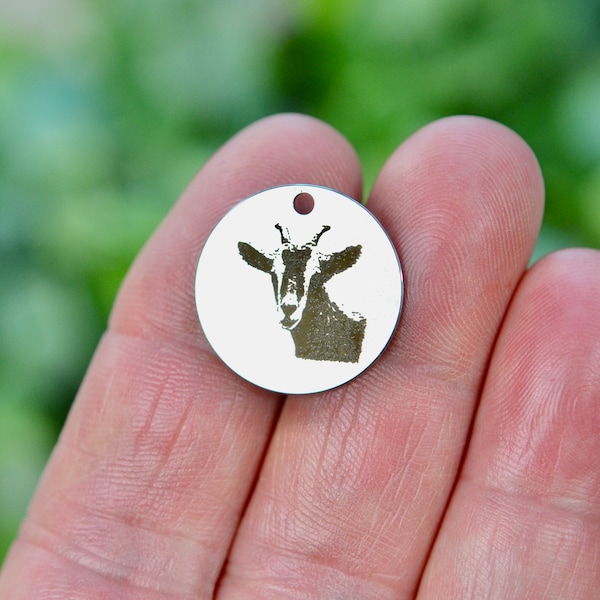 Goat Custom Laser Engraved Stainless Steel Charm CC1176