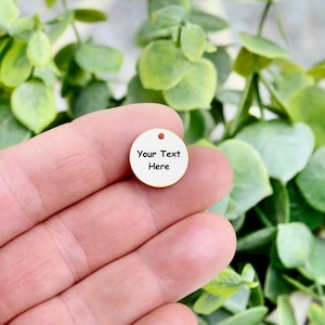 Personalized Gold Plated Stainless Steel Charm, Custom Engraved 16mm Charm, Name Date Charm, Gold Jewelry Pendant EB133E