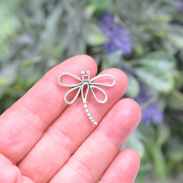 BULK 20  Dragonfly Silver Tone Charms SC1607