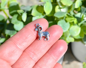 BULK 20   Goat Ram Silver Tone 3D Charms SC1401