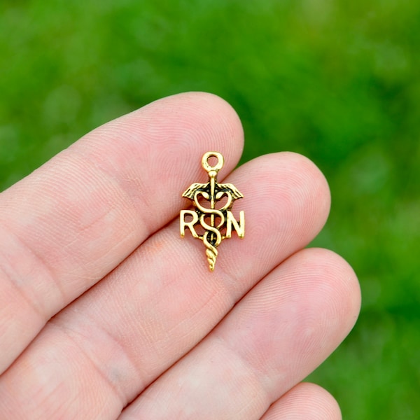 10 Nurse RN  Gold Tone  Charms GC3261