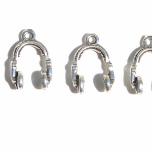 5 Headphone 3D Silver Tone Charms SC5853 image 3
