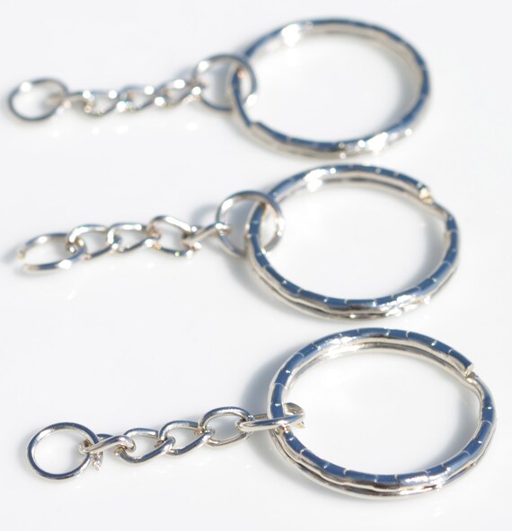 BULK 20 Key Ring Holder Silver Tone With Extender Chain F321 