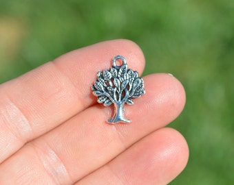 10  Tree Silver Tone Charms SC6110