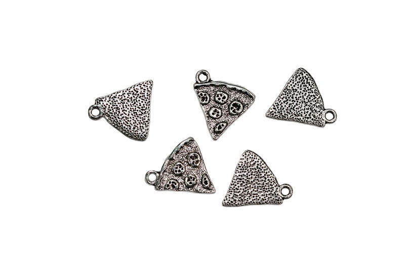 BULK 50 Slice of Pizza Silver Tone Charms SC1942 image 5