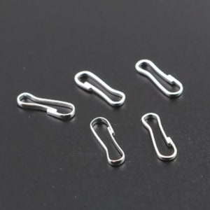 20 Tiny  Lanyard 13mm Bright  Silver Tone Clips F182