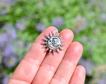 BULK 20 Moon Sun Silver  Tone Charms SC5537