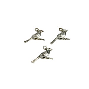 K&ouml;nnte beinhalten: Drei silberne Vogel-Anh&auml;nger mit detaillierten Fl&uuml;geln und Schn&auml;beln. Die Anh&auml;nger sind perfekt, um Schmuck oder Bastelarbeiten mit einem Hauch von Verspieltheit zu versehen.