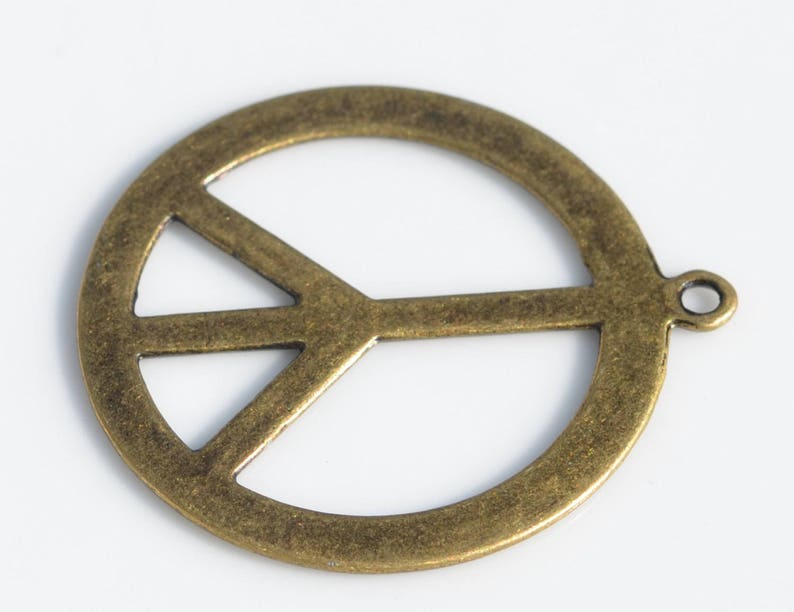 1 Large Peace Sign Bronze Tone Charm BC2103