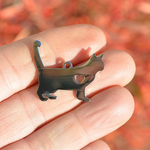 1  Stainless Steel  Cat Charm EB117