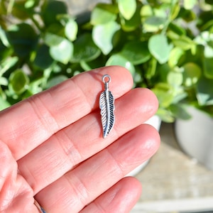5 Indian Feather Silver Tone Charms SC5958